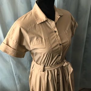 Khaki Button Front,Cinched